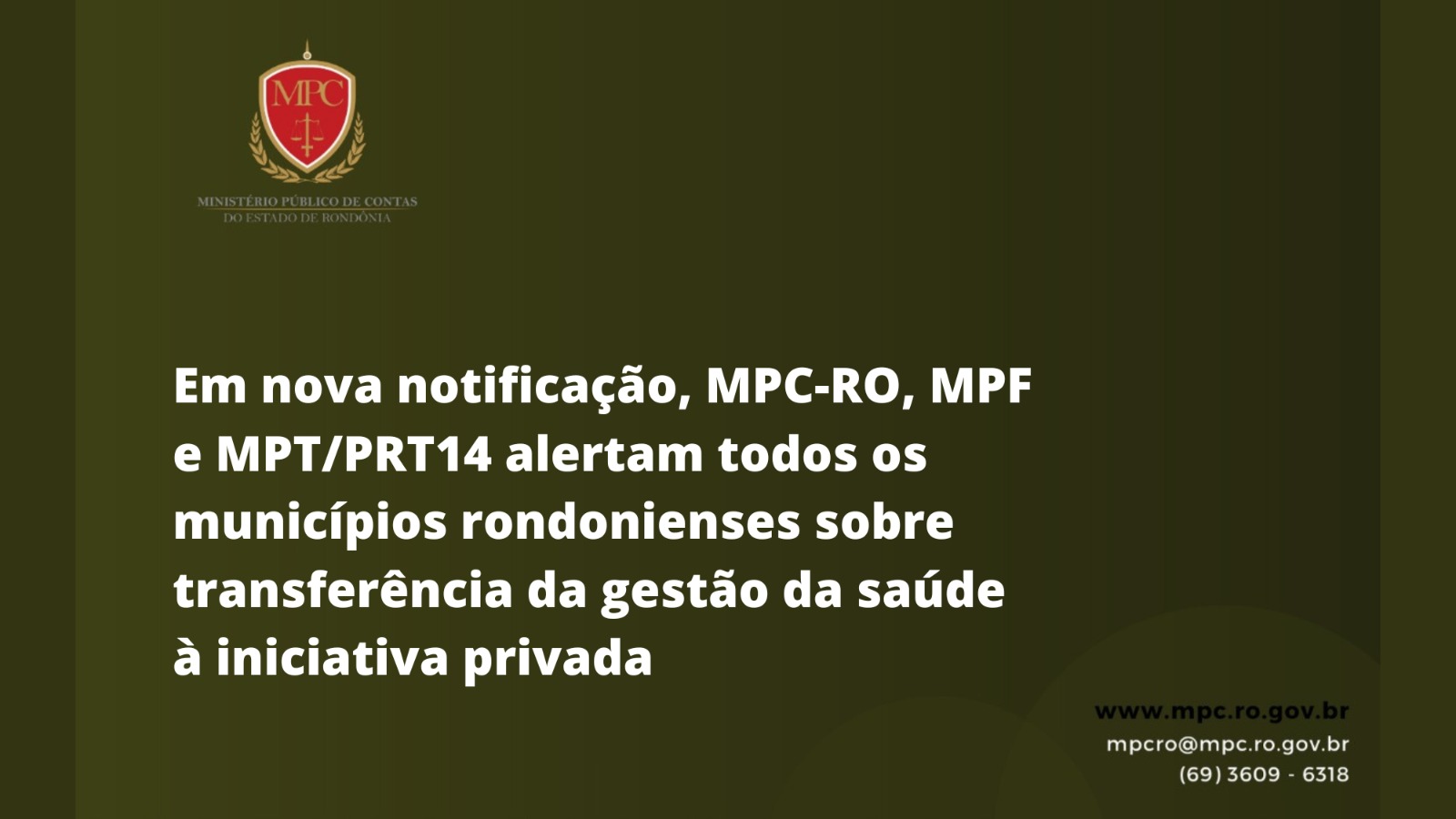 Veja a notificação recomendatória. - Ministério Público do Estado do